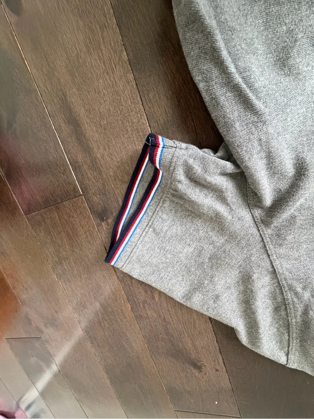 Men Banana Republic Light Gray Polo with Navy & Red Trim Large TALL